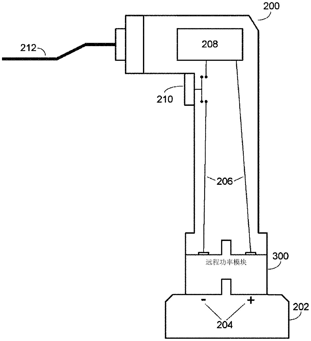 Computer-controlled remote power module for use with battery-controlled surgical tools