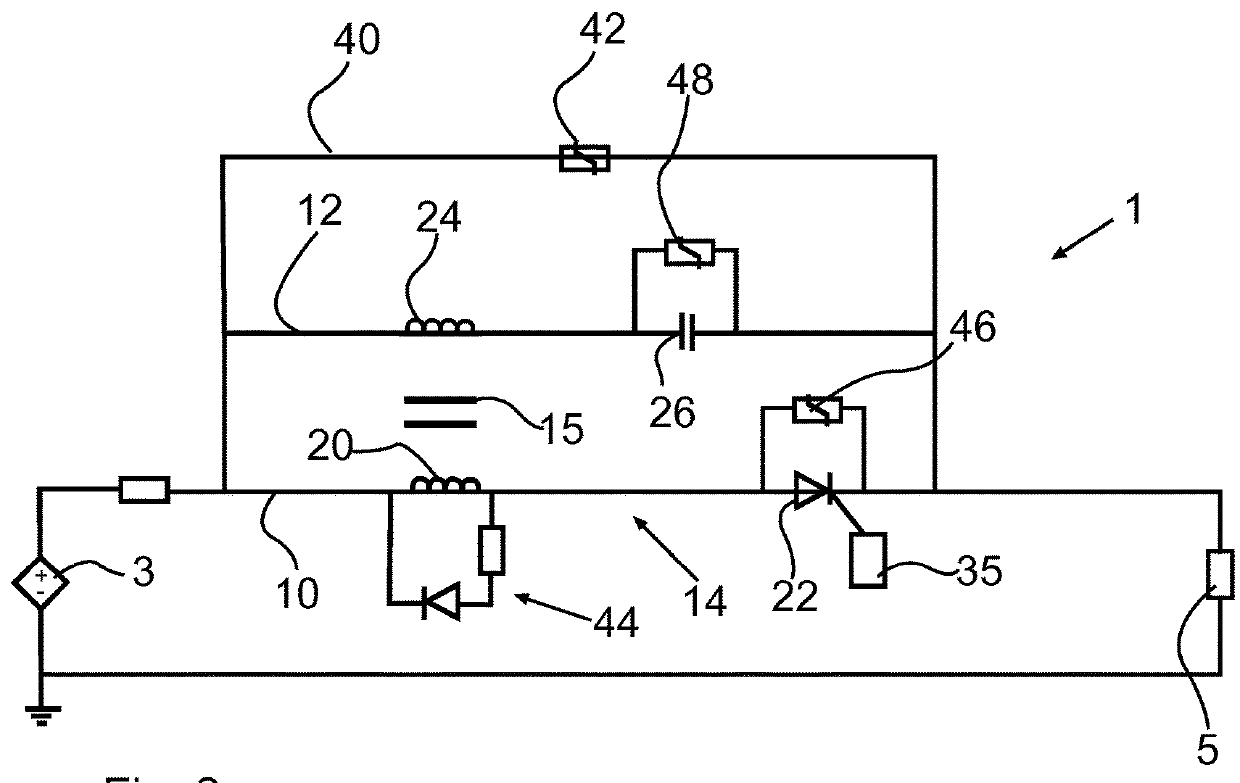 A passive electronic fuse for protecting a DC application