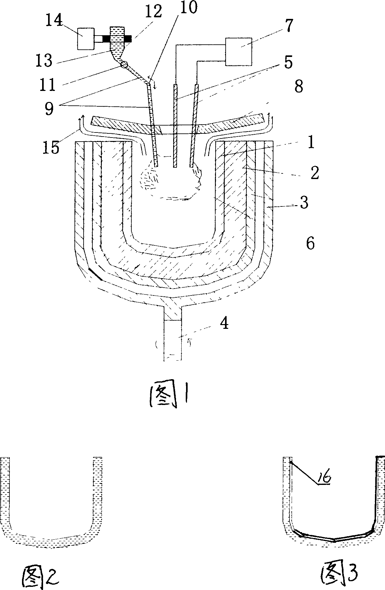 Production instrument for electric arc coating quartz glass crucible and manufacturing technique thereof