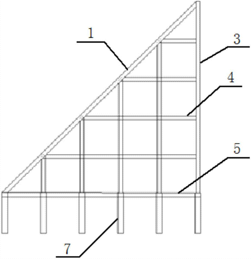 Three-dimensional continuous frame type reinforced concrete structure retaining wall