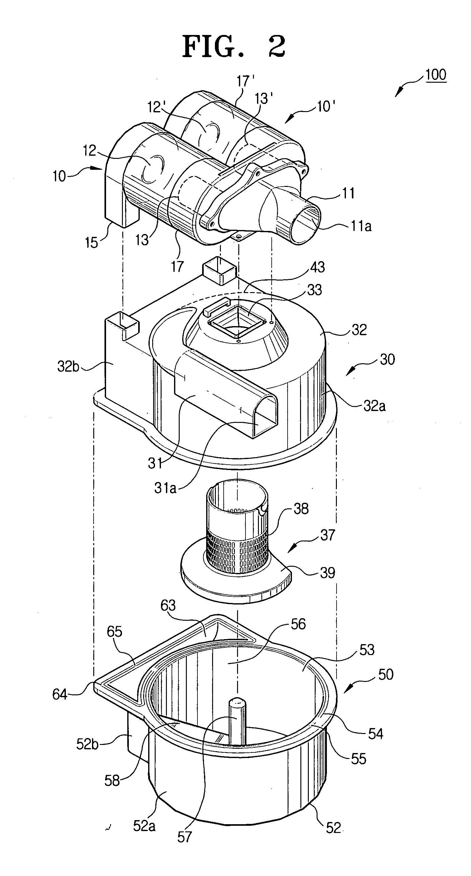 Multi cyclone vessel dust collecting apparatus for vacuum cleaner
