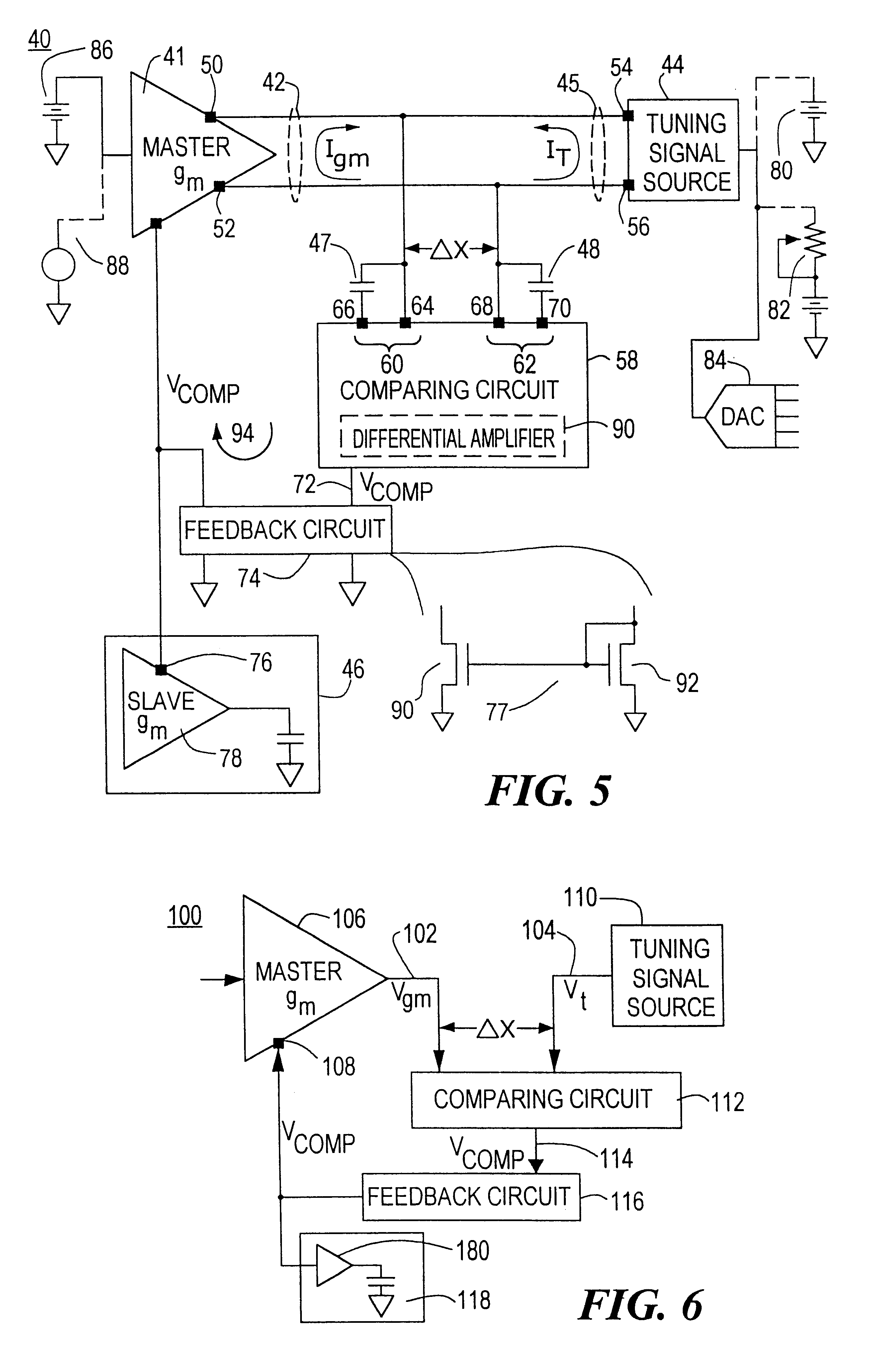 Transconductance filter control system