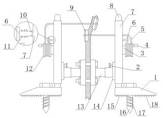 A curved sapling straightening device for forestry planting