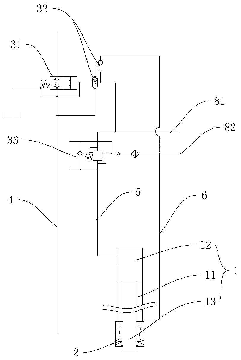 Leveling control loop and control method based on hydraulic control self-locking