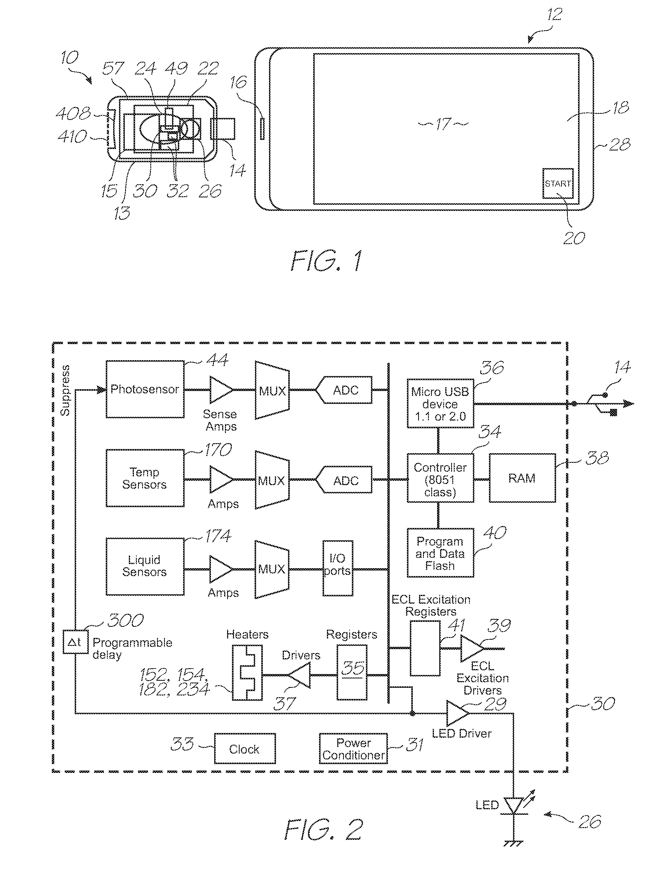 Test module with time delayed detection of fluorescence from hybridized probe