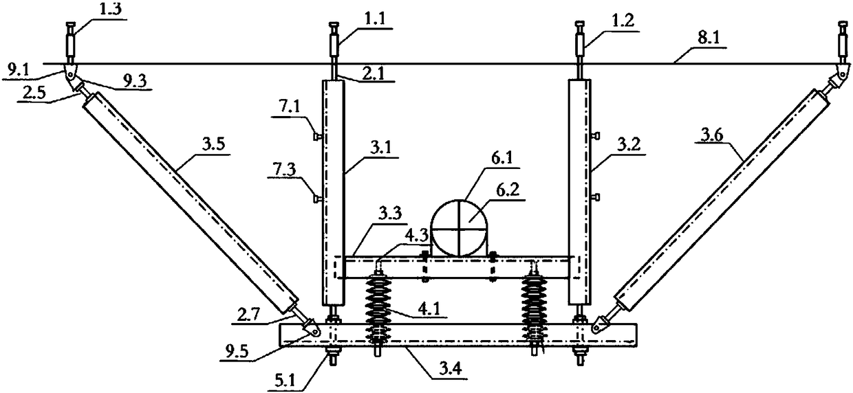 Vertical vibration-damping anti-seismic supporting and hanging frame based on disc springs