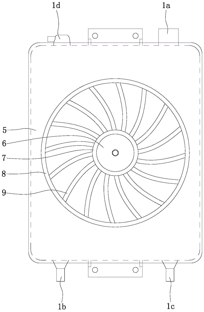 Assembly of circulating cooling water tank and shield of tricycle