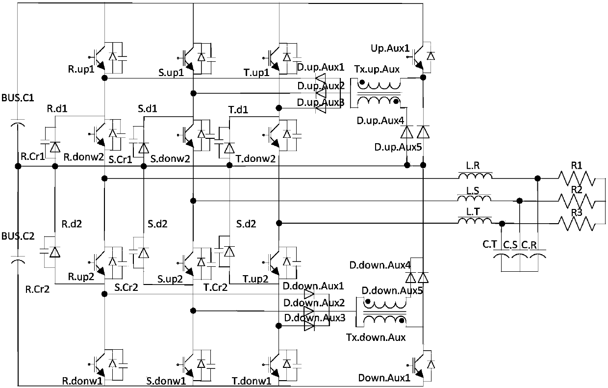 Soft switch auxiliary circuit and three-level and three-phase zero voltage conversion circuit