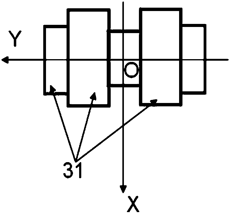 Compact three-port network of which side faces are communicated with one another