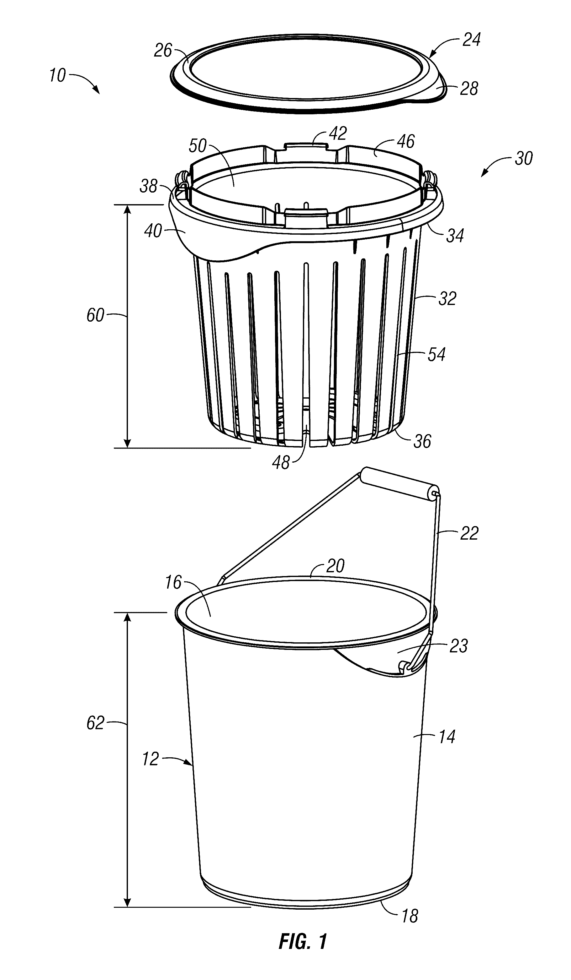 Slotted basket for the soaking and straining of towels, cloths, and other hard surface items