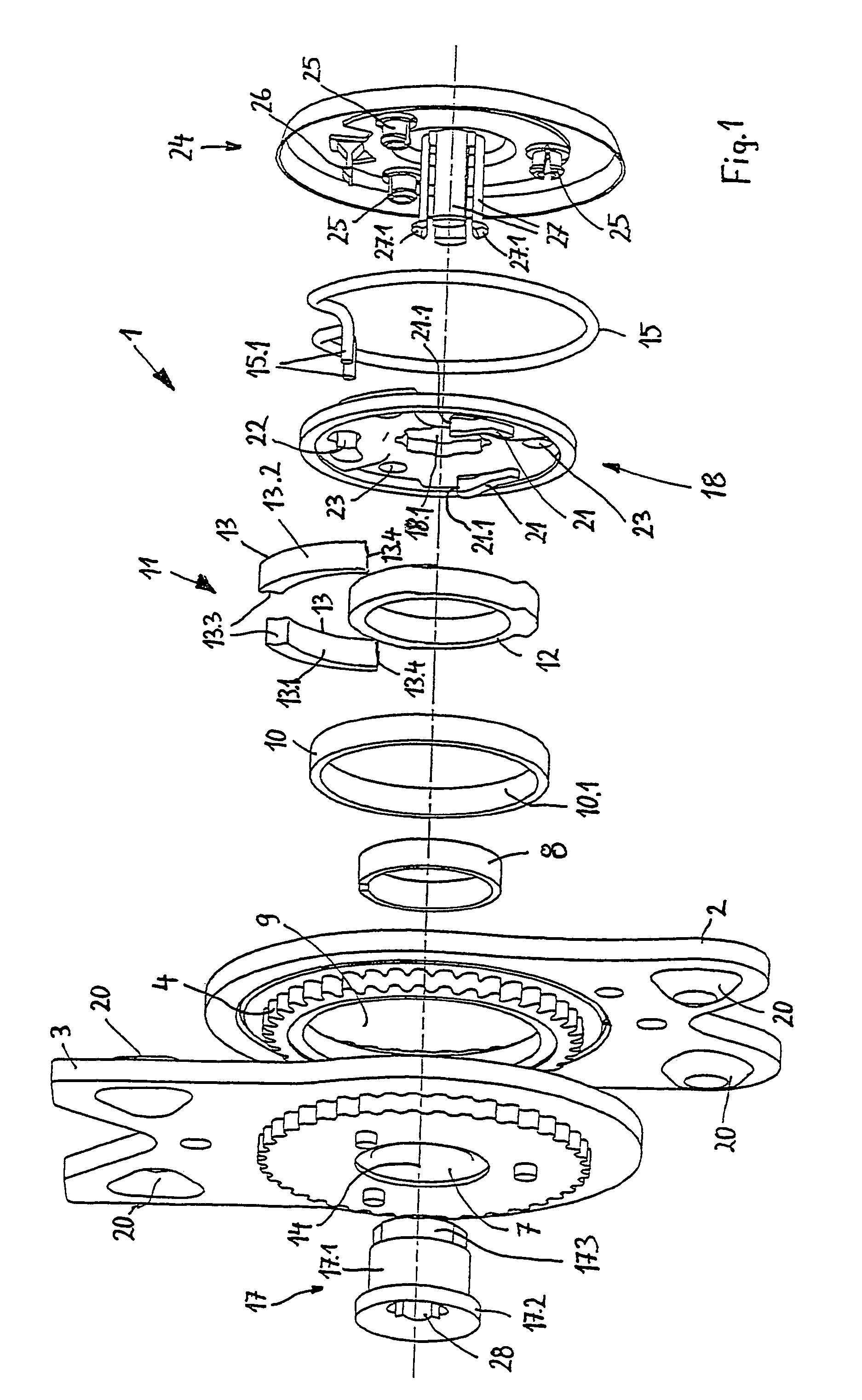 Device for adjustment of level of inclination of back part of motor vehicle seat
