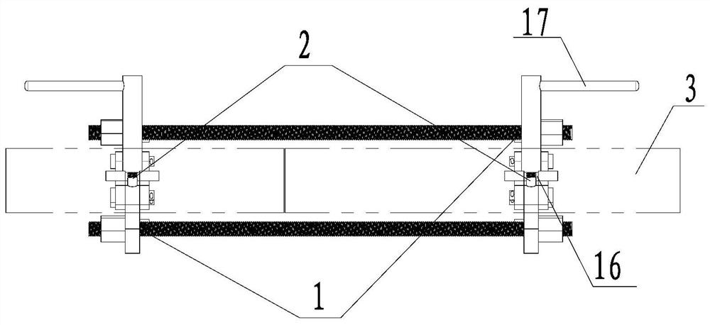 Quick-mounting connecting device for butt-joint connection of constructional engineering non-metal pipelines