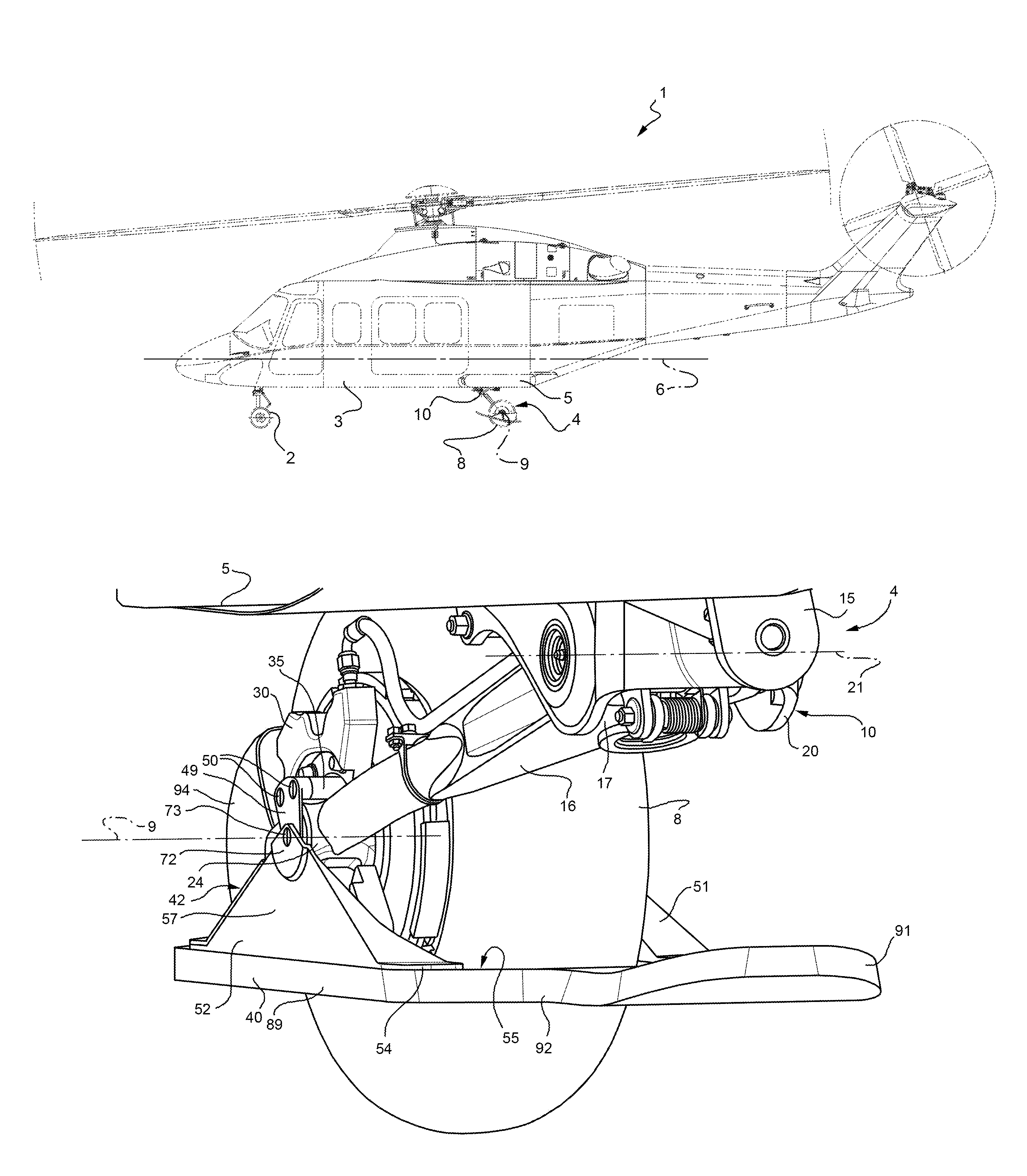 Retractable helicopter landing gear