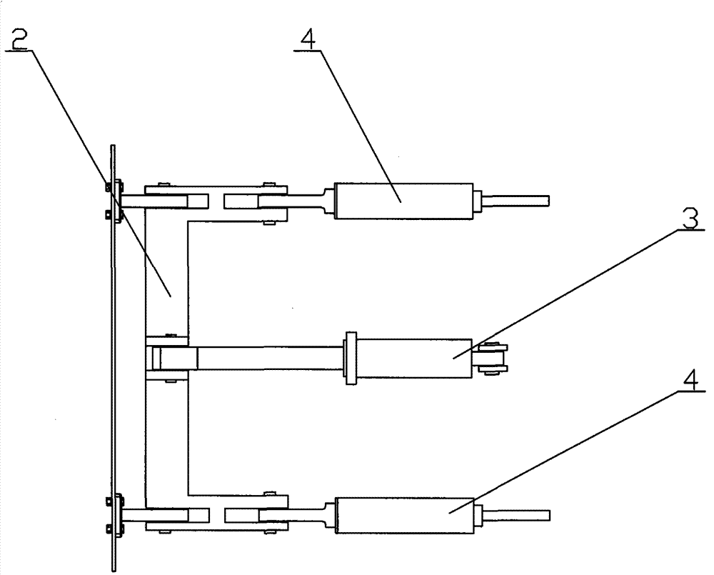 A tank-supporting and stabilizing device with a connecting rod mechanism and a support and protection platform