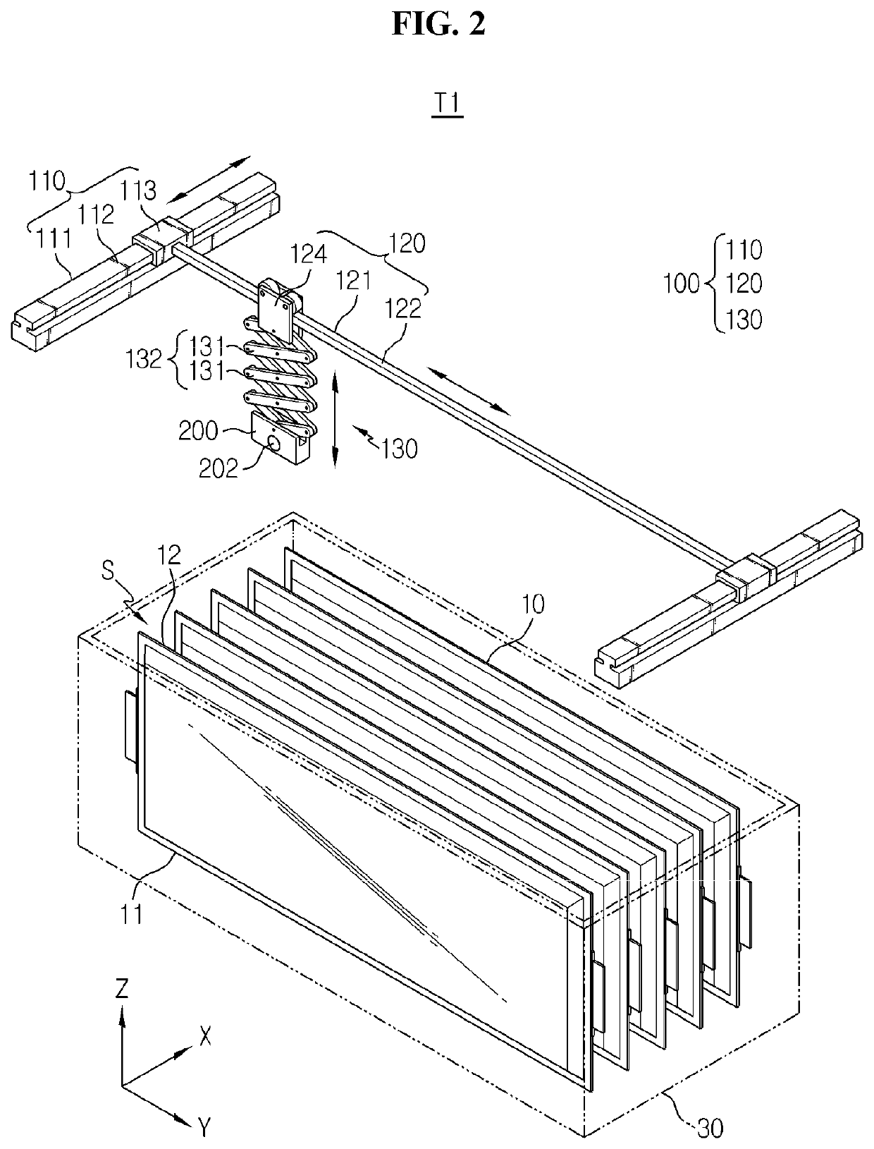 Movable temperature measurement device for secondary battery and charge/discharge apparatus comprising the same