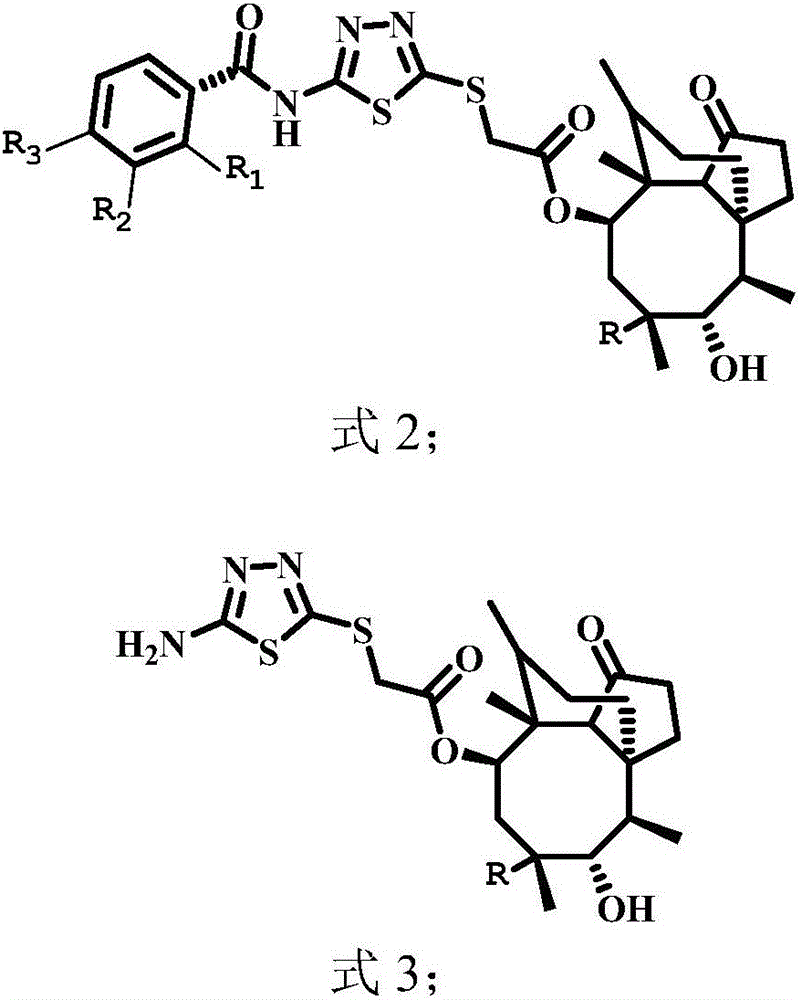 Pleuromutilin compounds with thioether side chains as well as preparation method and application of pleuromutilin compounds
