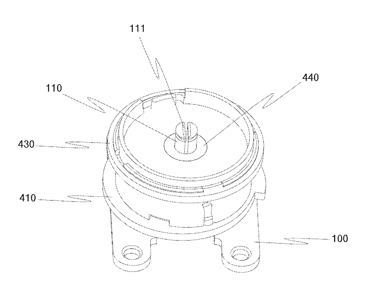 Automatic winding module of wire for bluetooth headset with improved wear resistance function of rotation axis