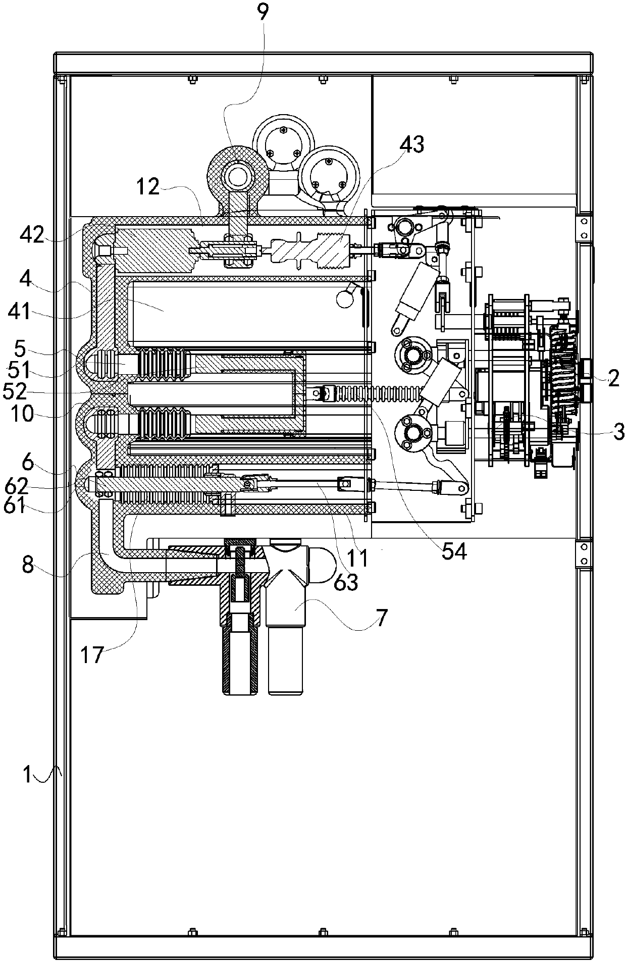 A 12kv current-carrying 1250a solid insulated switchgear