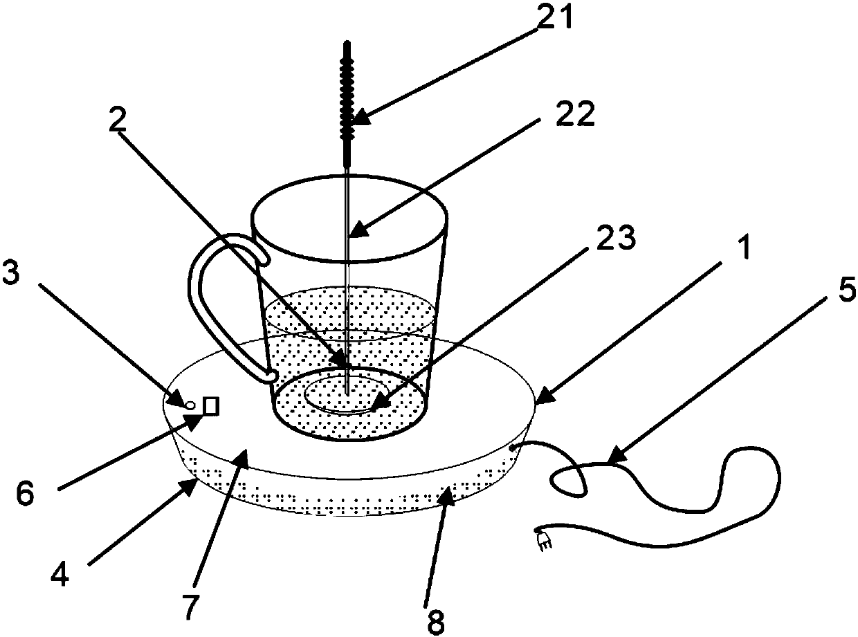 Electromagnetic heating device for beverages