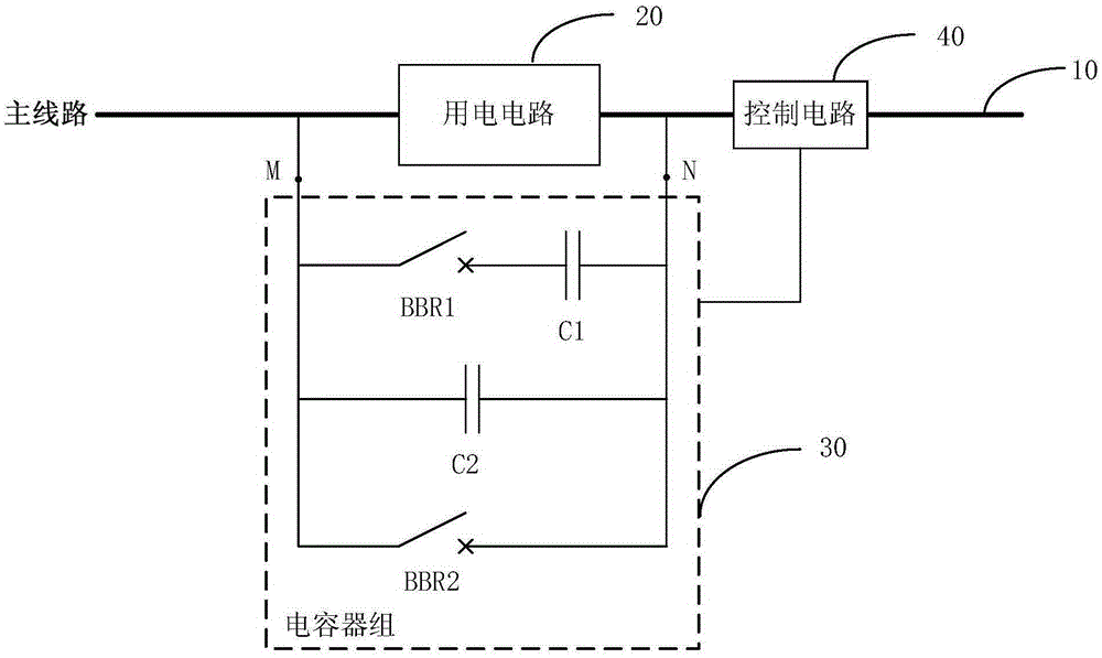Series compensation circuit, system and method for power distribution network