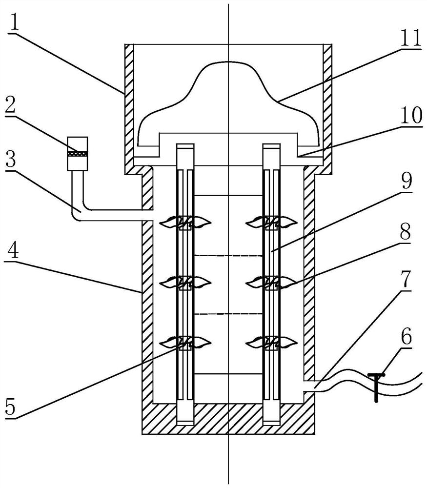 Powder-liquid stirring and mixing device based on magnetic force driving