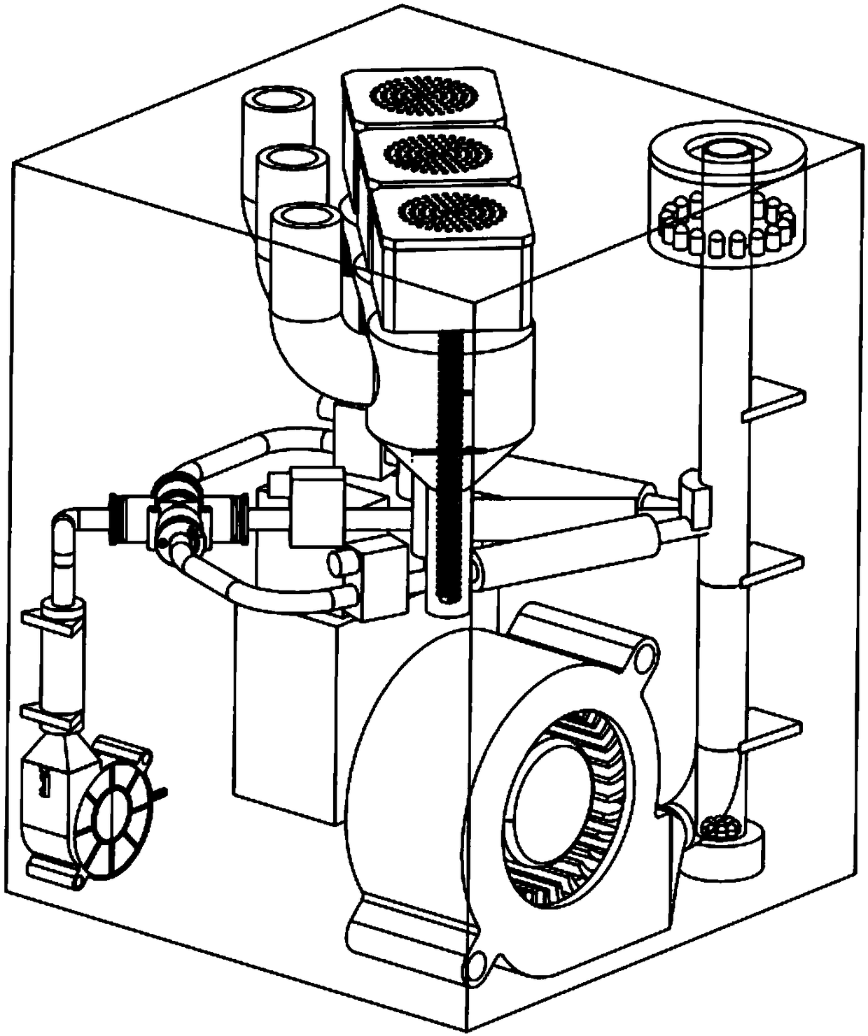 Powder combustion and eruption device simulating effect of cold light fireworks