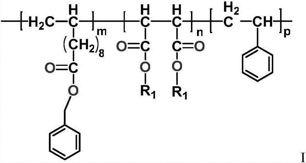 Poly-aromatic alcoholysis-type ternary polymer diesel pour point reducer and preparation method thereof