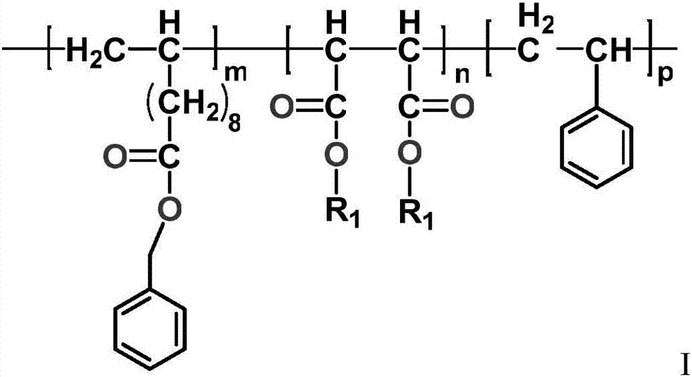 Poly-aromatic alcoholysis-type ternary polymer diesel pour point reducer and preparation method thereof