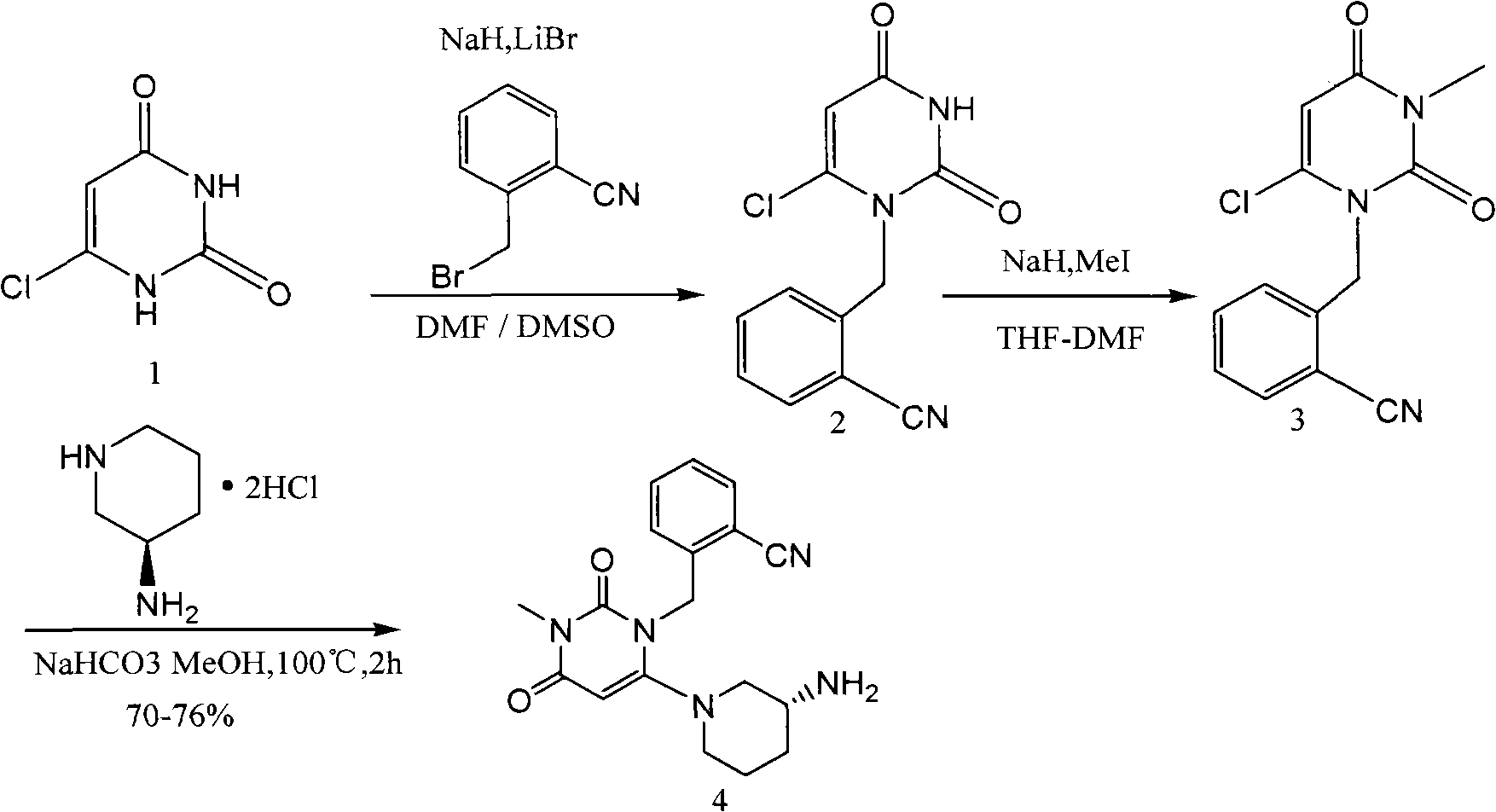 Compound for preparing pyrimidinedione DPP-IV (dipeptidyl peptidase IV) inhibitors
