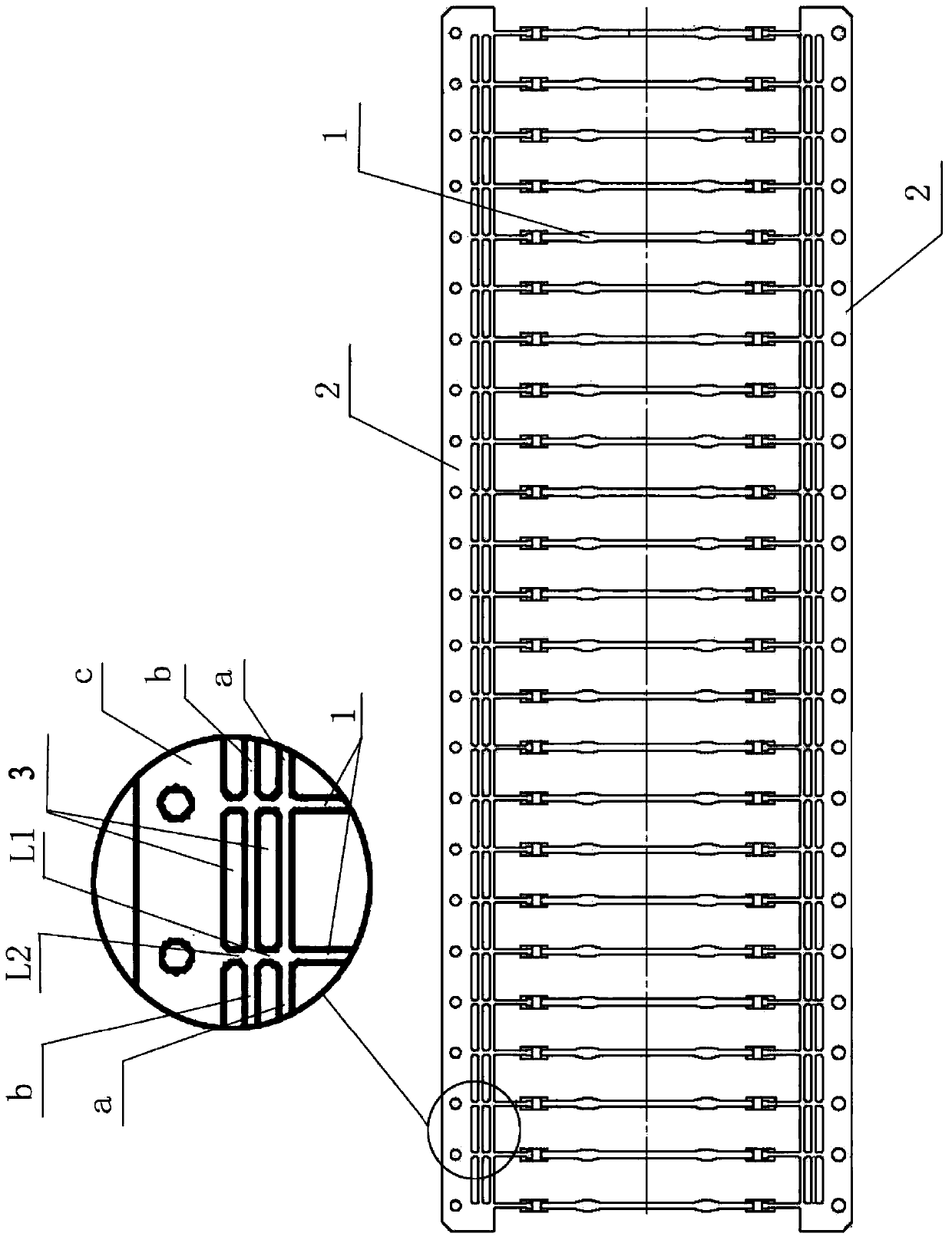 LED (Light Emitting Diode) filament support series connection forming method based on support material plate