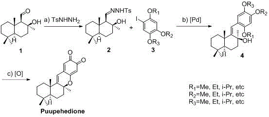 Synthesis method of marine natural product Puupehedione
