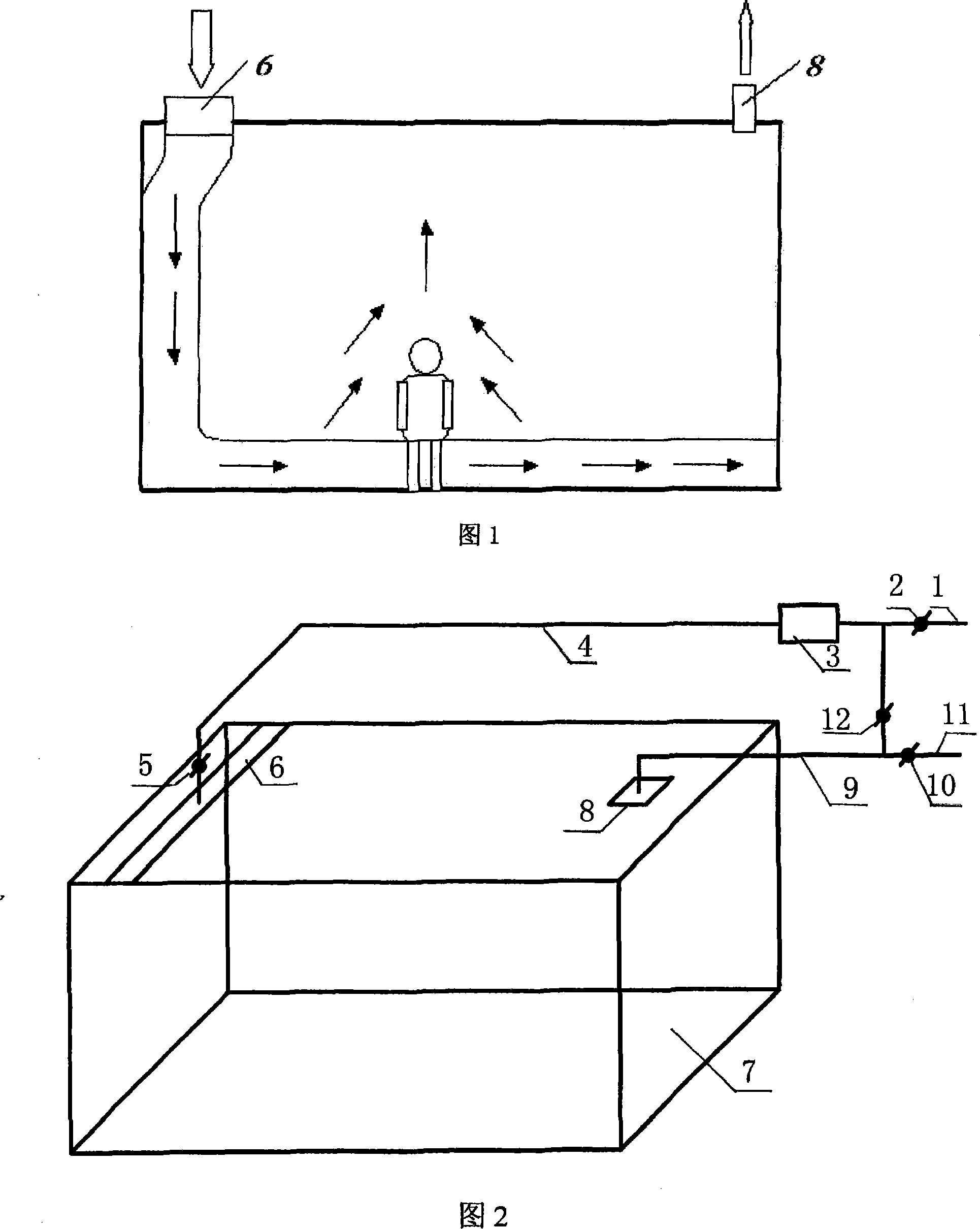Ventilating system of vertical wall attaching jet air lake mode