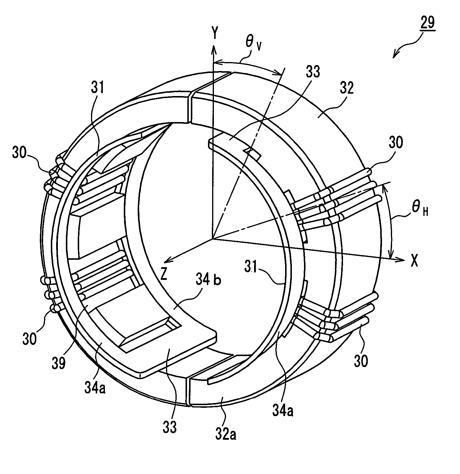 Deflection device for projection tube and projection tube apparatus