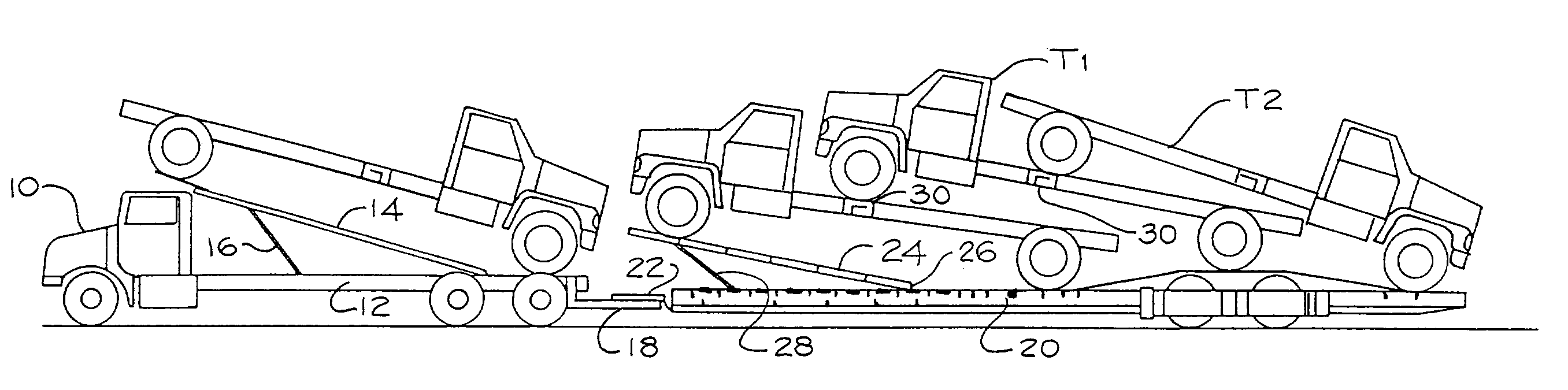 Trailer apparatus and assembly for transportation of wheeled vehicles