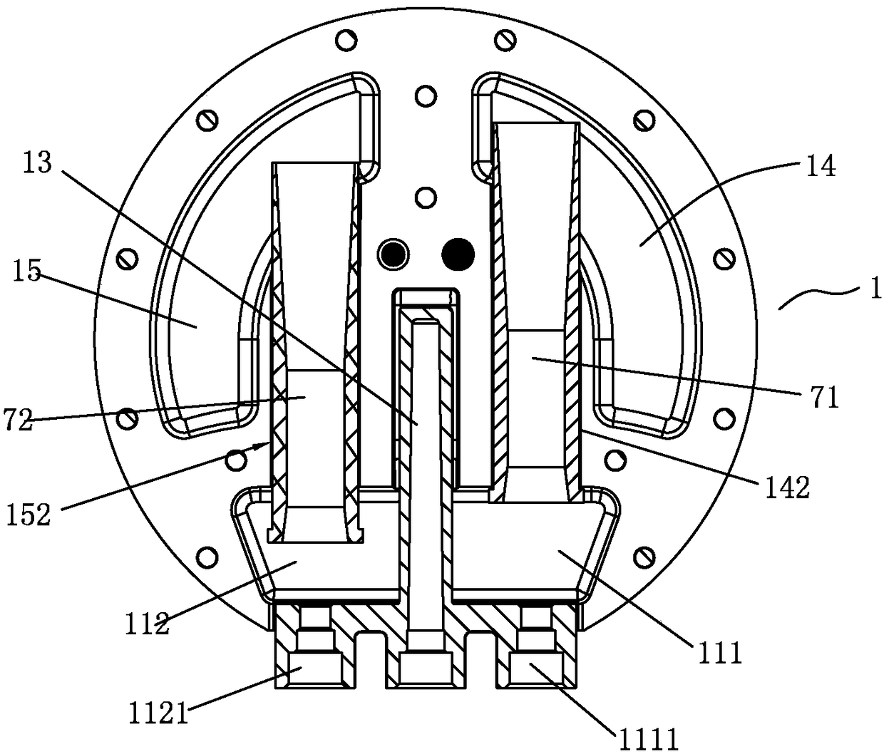 Top-intake three-fire-ring high-power burner capable of adjusting primary air