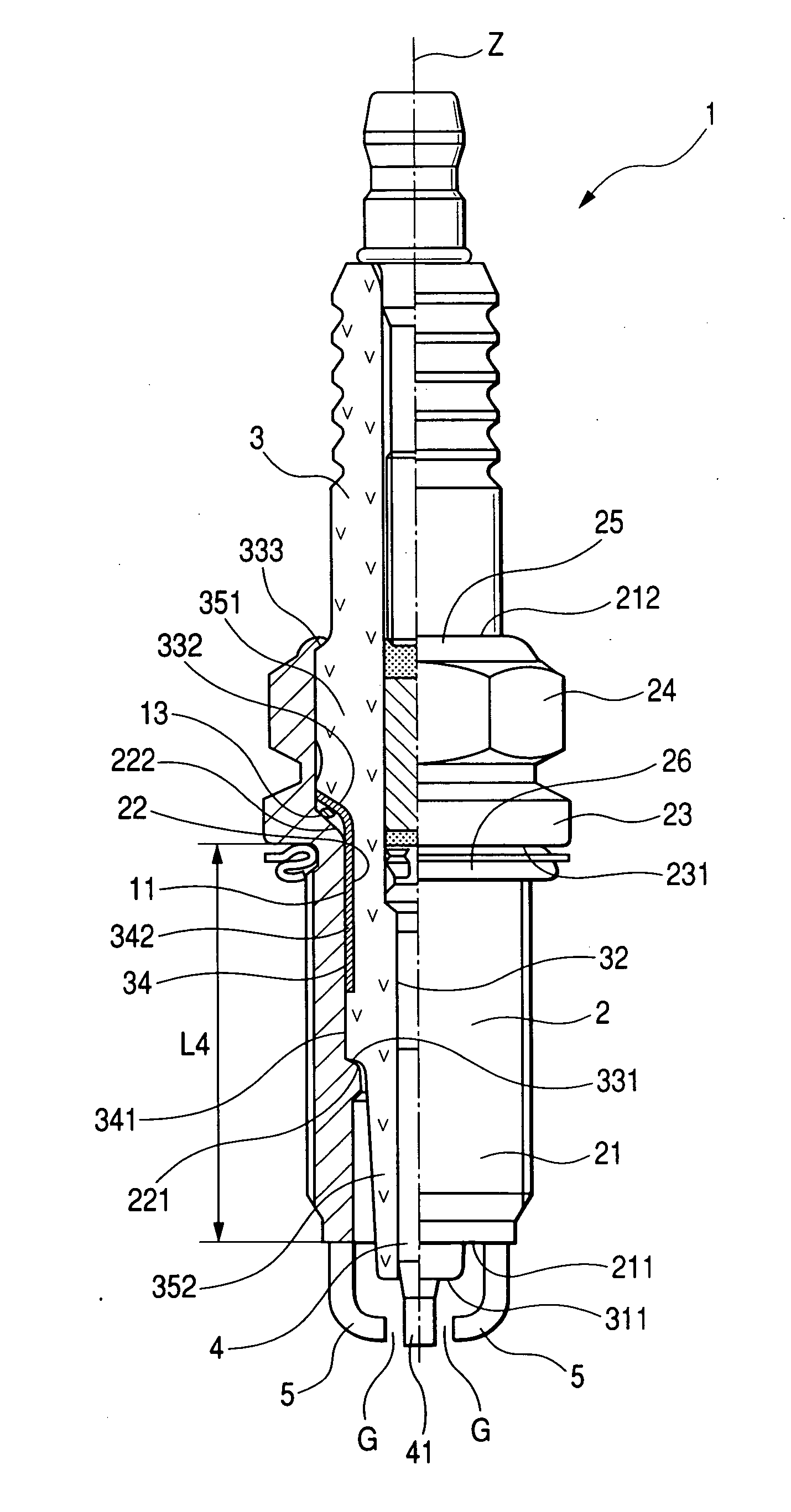 Spark plug having excellent capabilities of detecting ion current and suppressing inside sparks