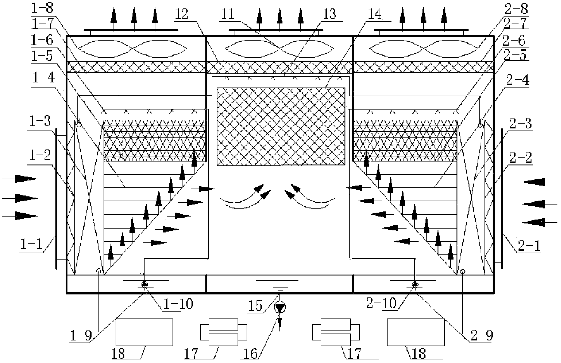 High temperature chiller with inclined section tubular indirect evaporative cooler