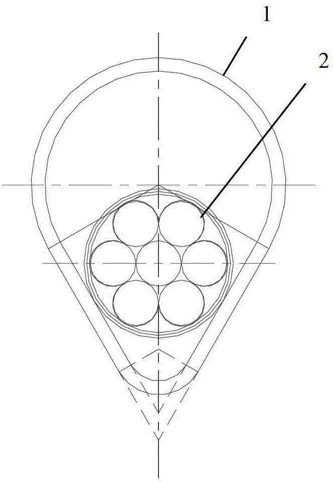 Raindrop-shaped stainless steel wire distribution pipe for stay cable steering device of cable-stayed bridge tower