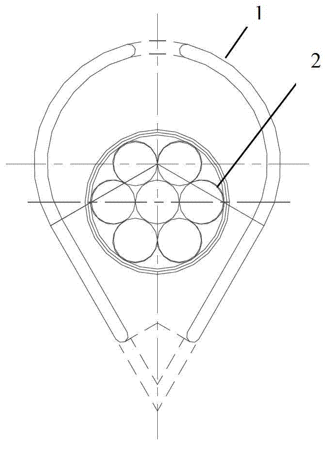 Raindrop-shaped stainless steel wire distribution pipe for stay cable steering device of cable-stayed bridge tower