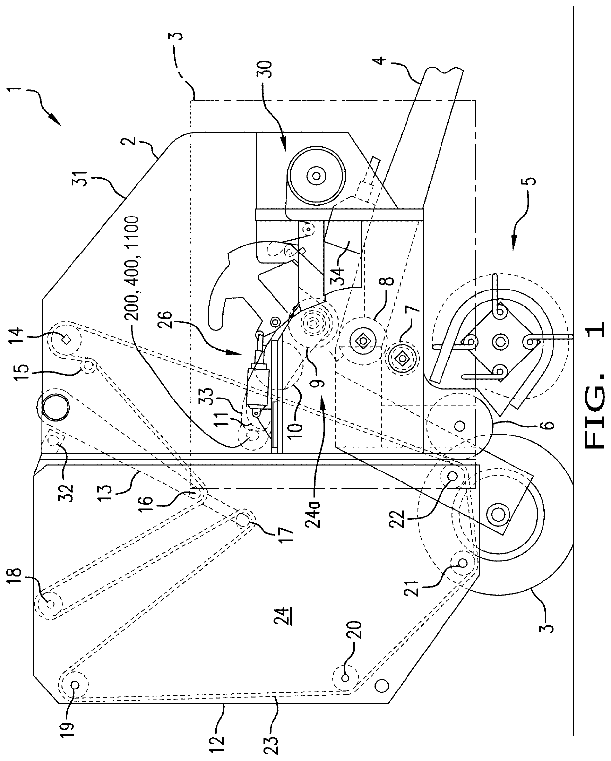 Agricultural baler with looped roll