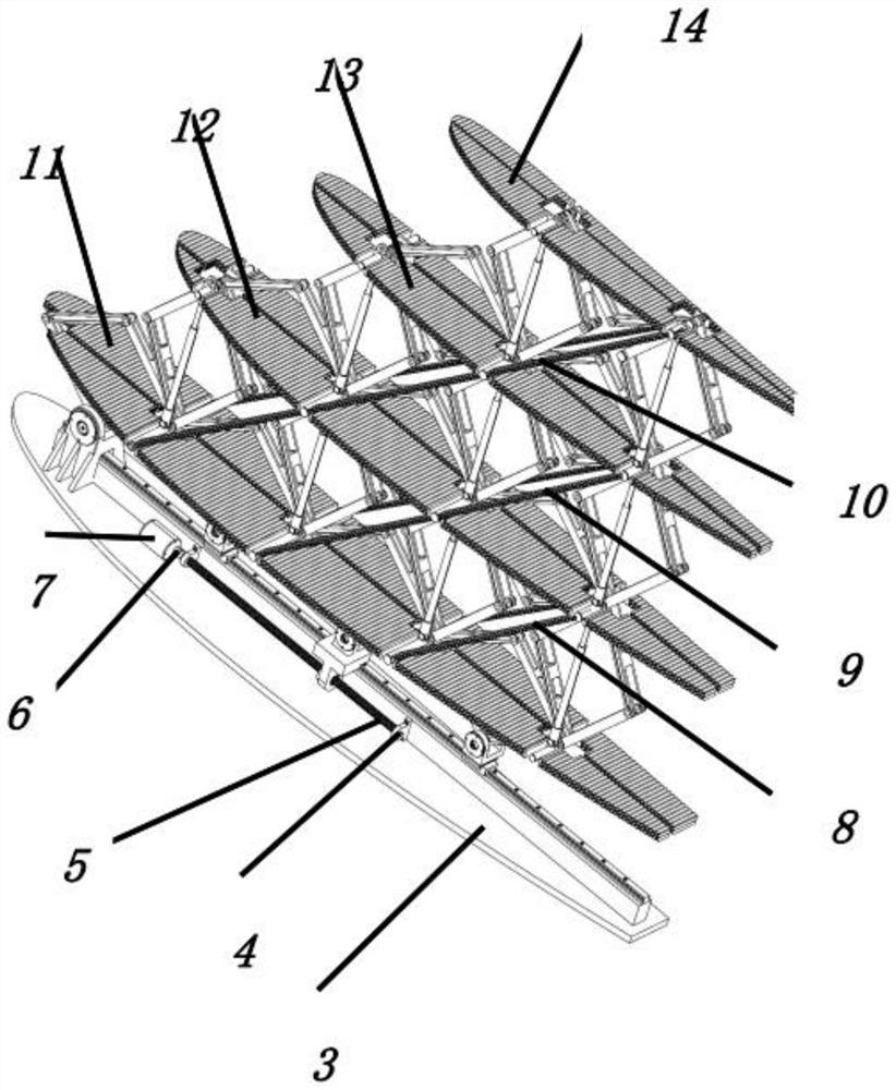 Deformable wing device based on quadrangular star-shaped scissors fork mechanism and variable-length rib plate