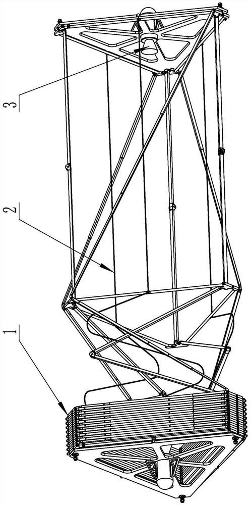 Dragging unfolding type high-rigidity stretching arm with high spatial folding-unfolding ratio