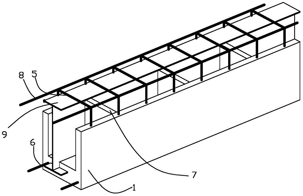 Prefabricated type steel reinforced concrete beam with transverse steel partition boards and construction method