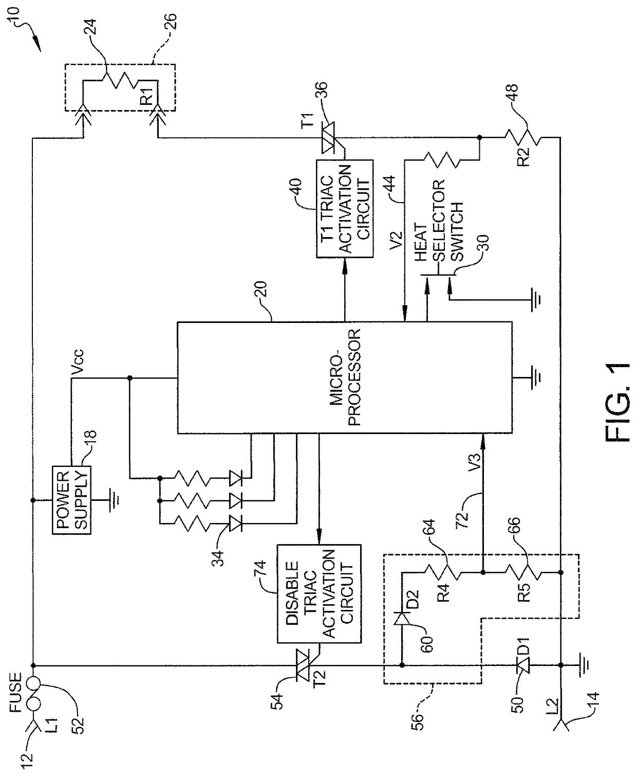 Safety circuits for electric heating element