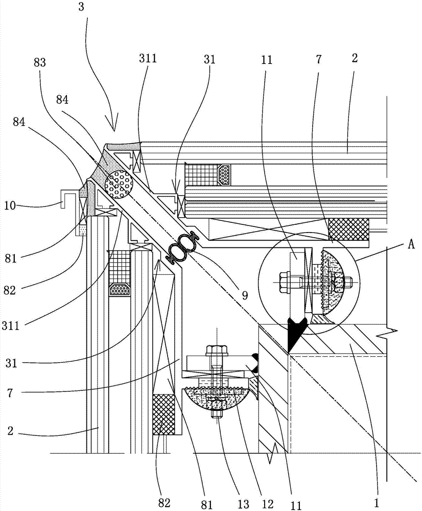 Large partition glass corridor curtain wall connection structure