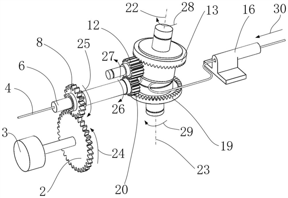 Novel mechanism for converting continuous rotary motion into guide wire linear motion