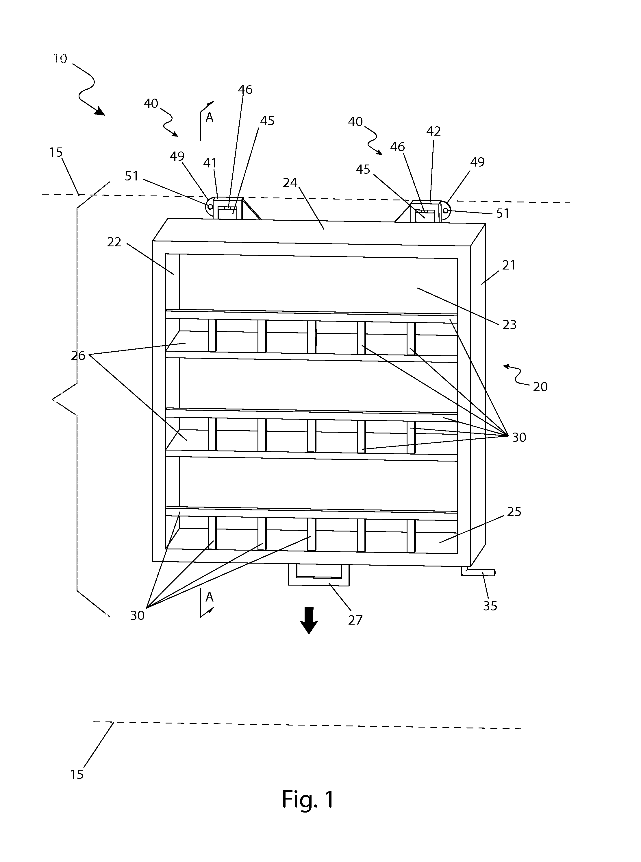 Vertically retractable shelf system