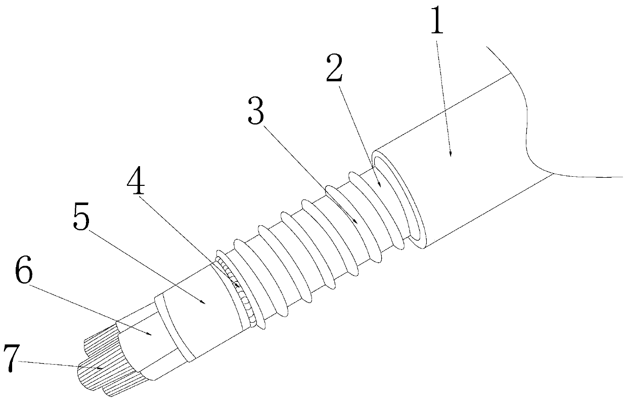Double-insulating layer electric wire provided with spiral ring sliding sleeve for arc-extinguishing interception and capable of preventing fire
