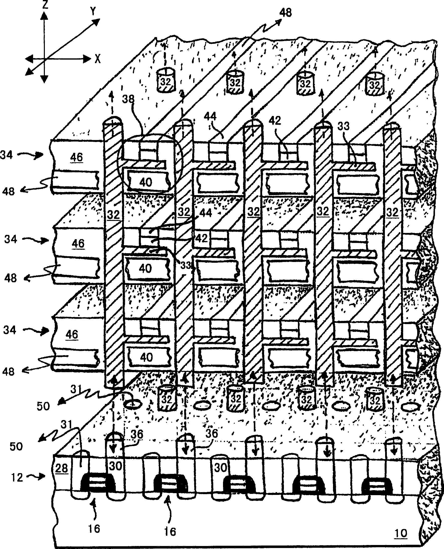 Stacked 1t-n memory cell structure