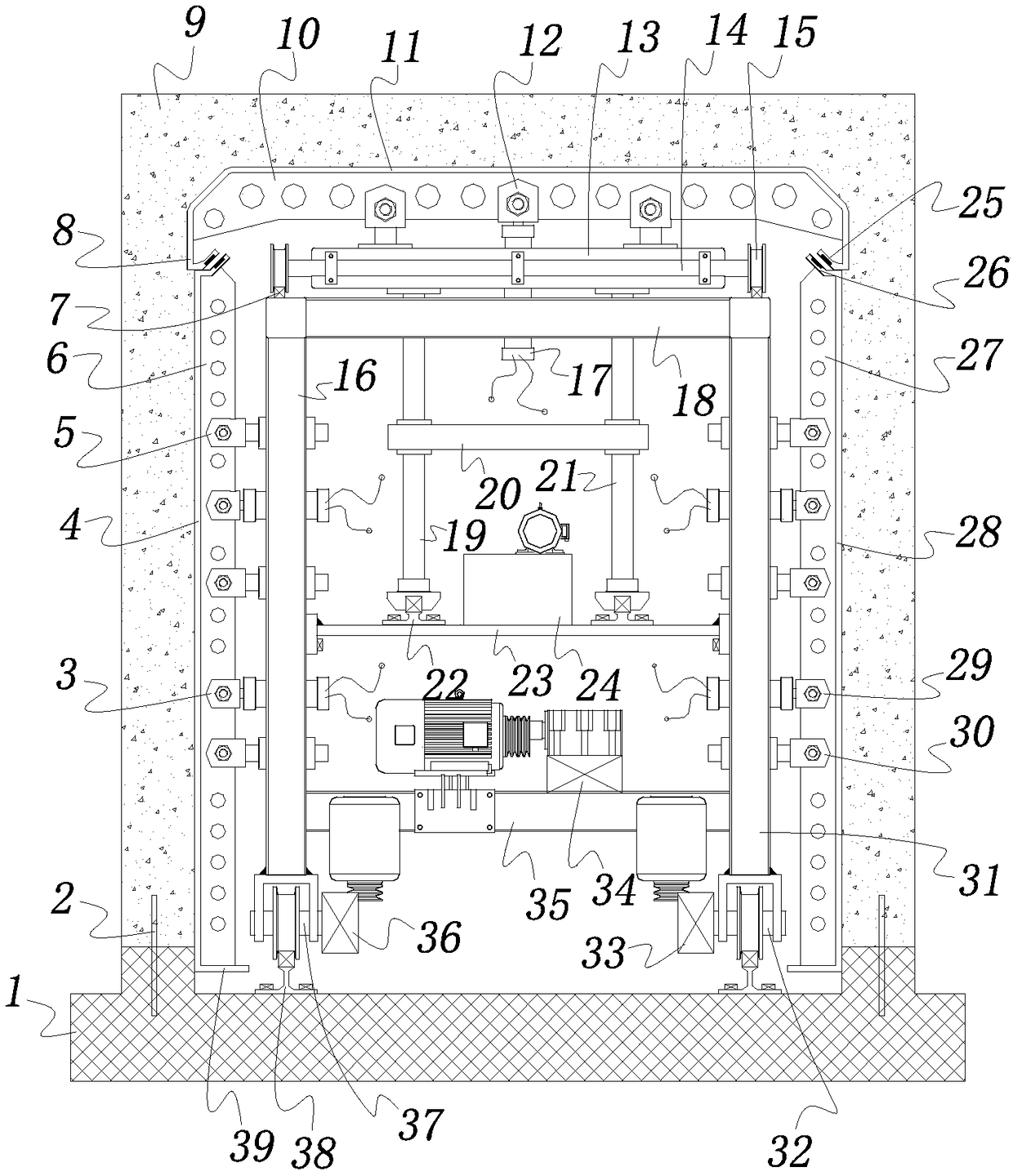 Movable support template of underground utility tunnel